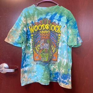 XL liquid blue Woodstock tie dye tee